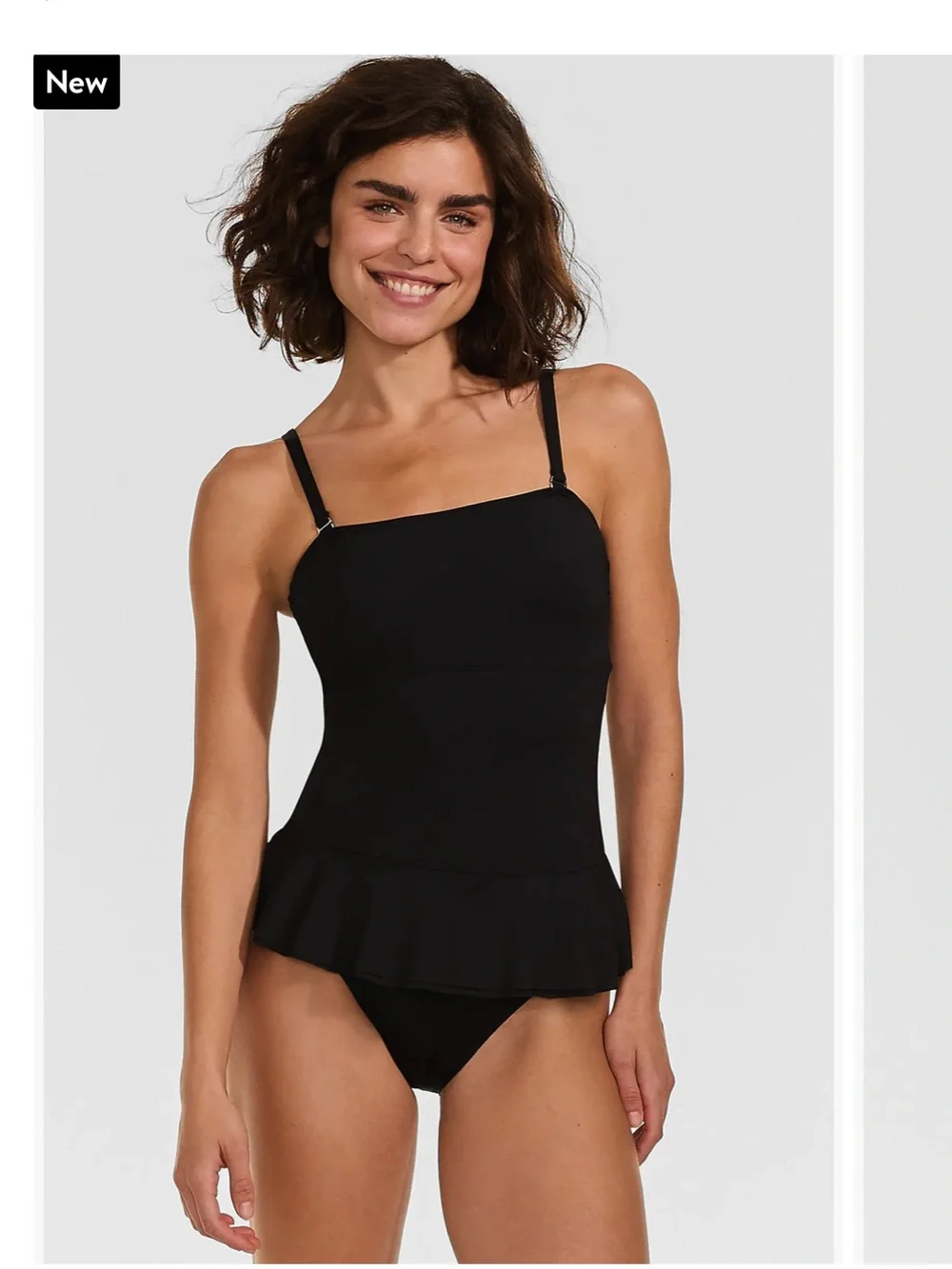 Lands' End Black Peplum Camisole Swim Top